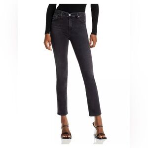 AG Adriano Goldschmied Dark Gray/black Mari high-rise slim straight jeans
